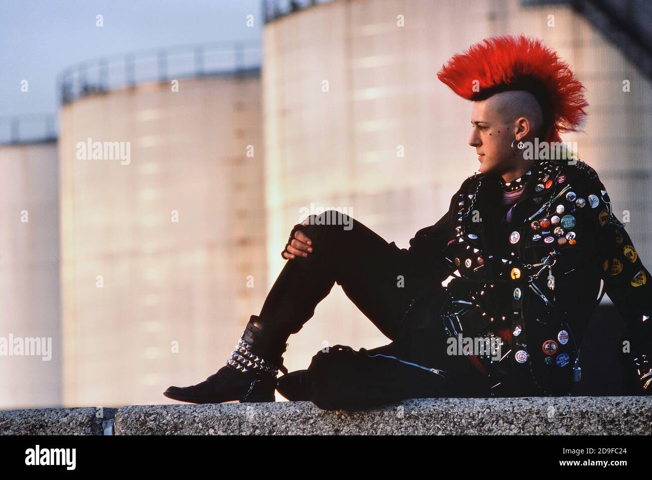 Punk rocker Matt Belgrano, 'The carte postale punk', Londres, Angleterre, Royaume-Uni, Circa années 1980 Banque D'Images