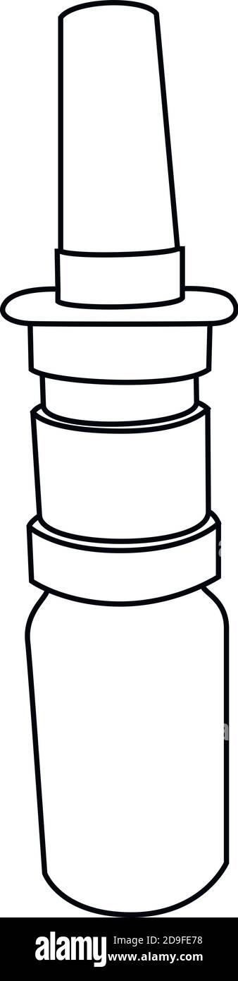 Vaporisateur nasal Icon, vaporisateur liquide de nettoyage de nez, congestion nasale rhinite allergique guérir médicament local Spray Vector Art Illustration. Dessin au trait Illustration de Vecteur
