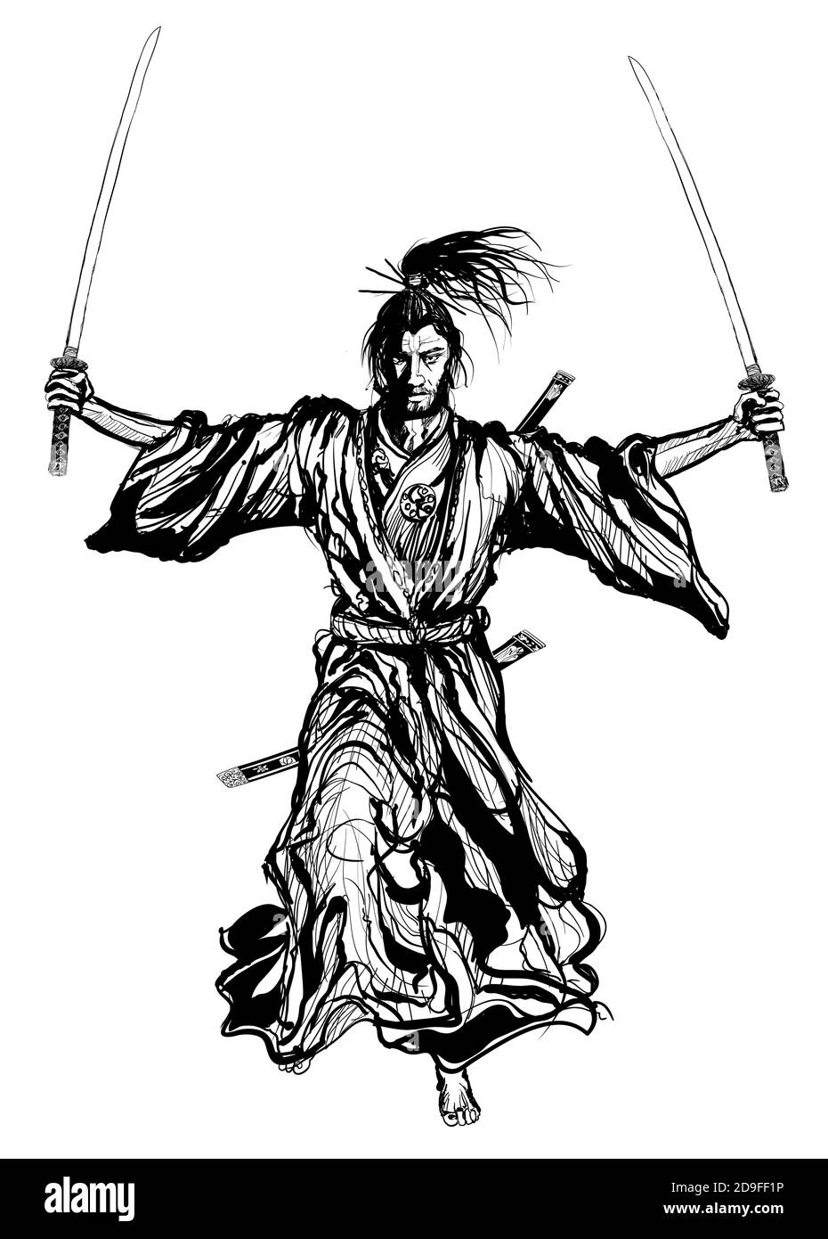 Samouraï avec épée - illustration vectorielle Illustration de Vecteur