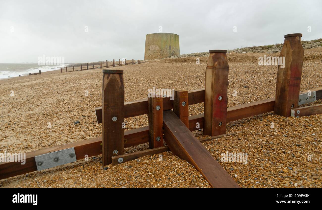 Une tour Martello à Hythe dans le Kent, en Angleterre. Banque D'Images