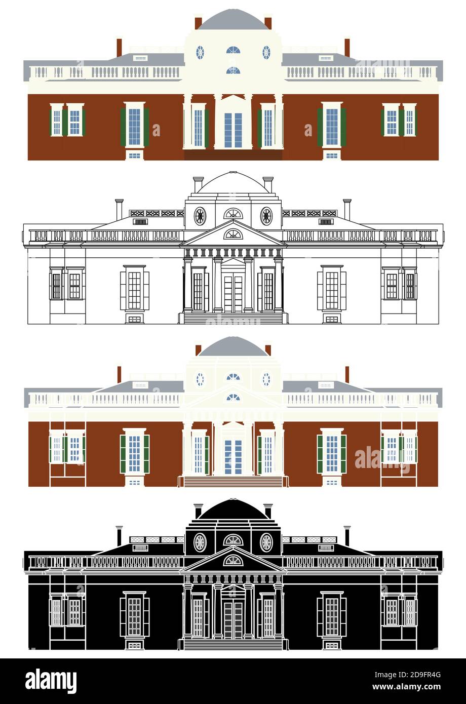 Thomas Jefferson House à Monticello Illustration de Vecteur