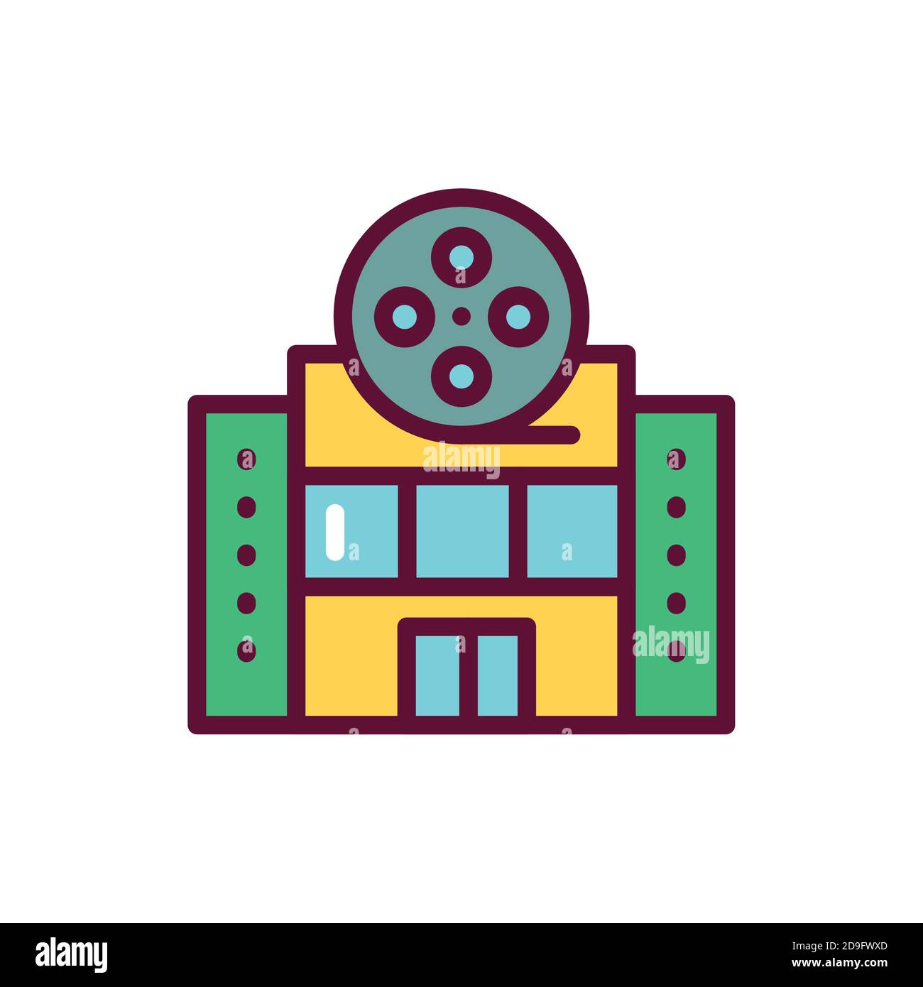 Icône de ligne de couleur de cinéma. Elément vectoriel isolé. Illustration de Vecteur