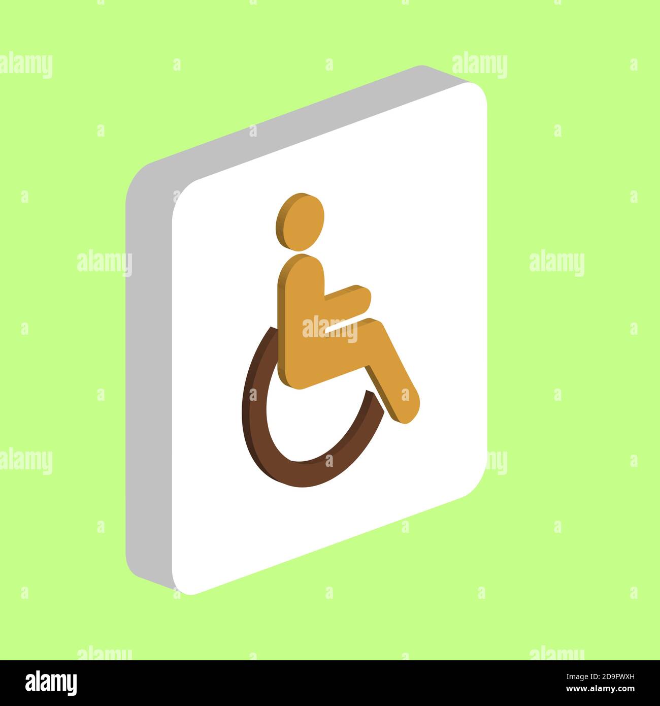 Icône de vecteur simple désactivée. Modèle de conception de symbole d'illustration pour élément d'interface utilisateur Web mobile. Pictogramme isométrique de couleur parfaite sur carré blanc 3d. DISA Illustration de Vecteur