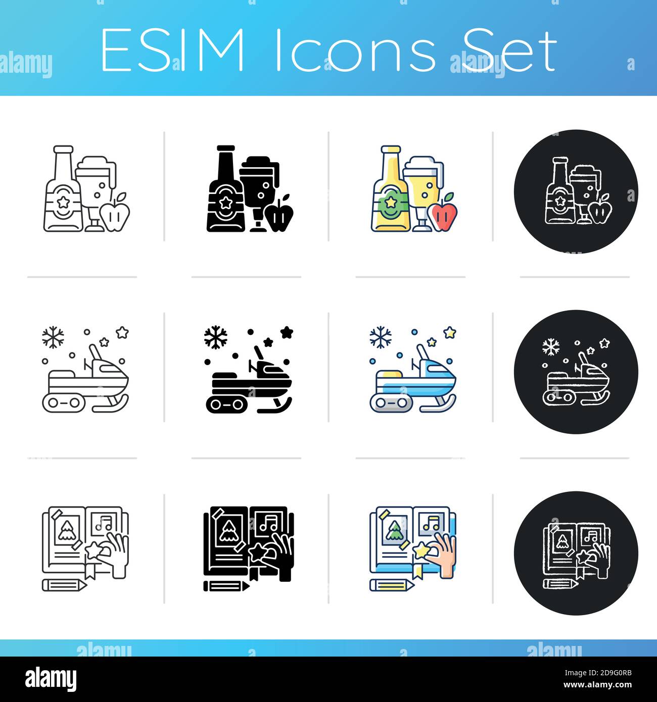 Jeux d'icônes d'activités festives Illustration de Vecteur