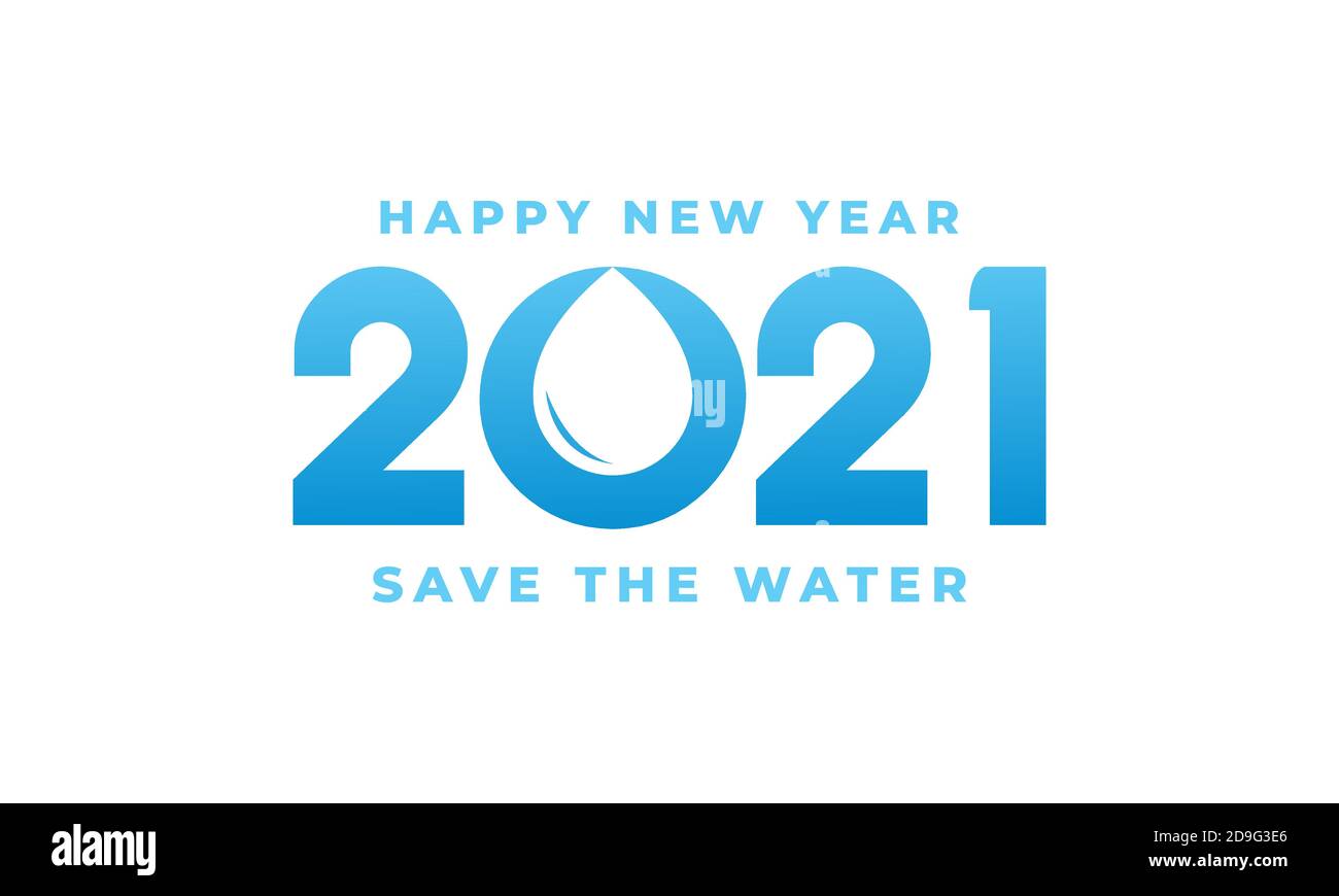 bonne année 2021 avec illustration vectorielle de la conception de l'eau de goutte Illustration de Vecteur
