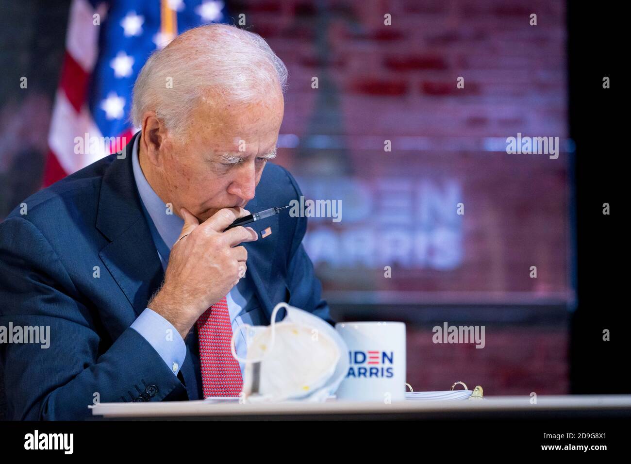 WILMINGTON, DE, États-Unis - 28 octobre 2020 - Joe Biden, candidat démocrate à la présidence des États-Unis, lors d'un briefing de la COVID-19 à Wilmington, au Delaware, aux États-Unis, au cours du Banque D'Images
