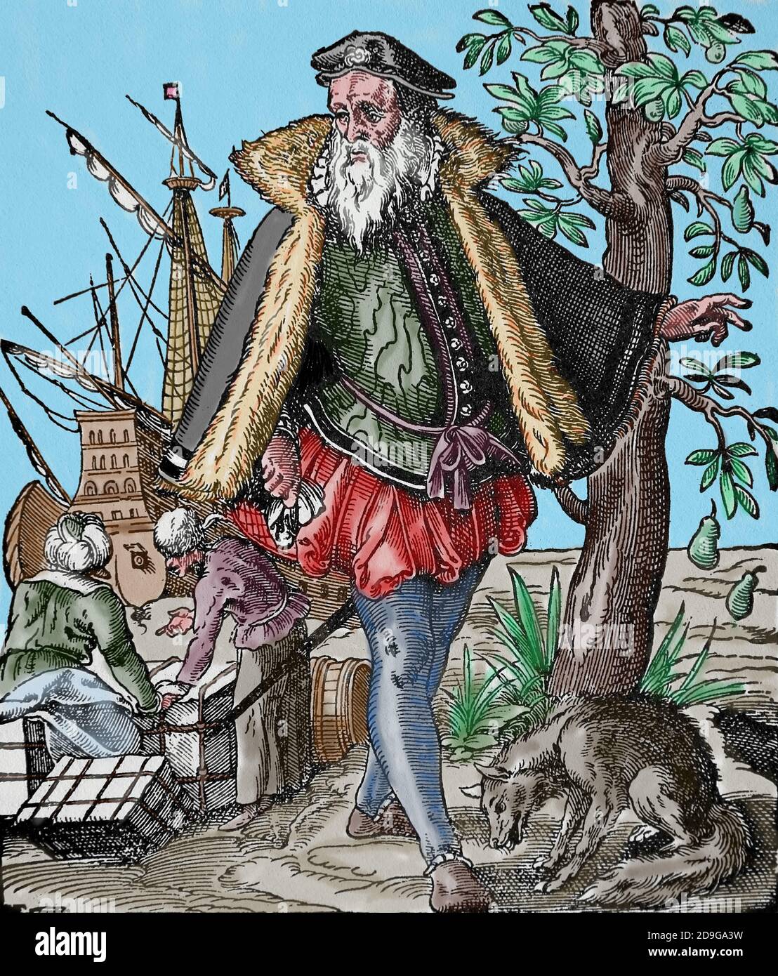 L'ère moderne. Renaissance. xvie siècle. Europe. Marchand. Gravure par Jost Amman, 1599. Coloration ultérieure. Banque D'Images