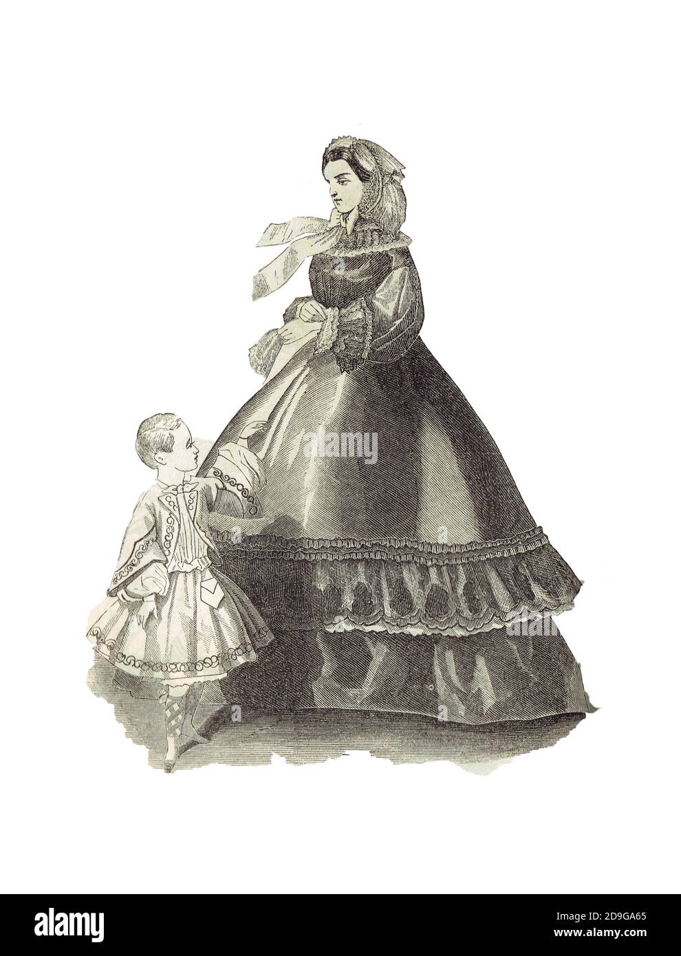 Robe de promenade, costume de Zouave pour garçon, époque de la guerre civile, de 1861 Godey's Lady's Book publié à Philadelphie Banque D'Images