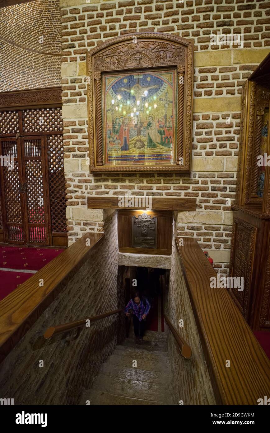 Sous l'église d'Abou Serva se trouve la Sainte famille restée en Égypte Saints Sergius et Église Bacchus, également connue sous le nom d'Abou Serva, à Copt Banque D'Images