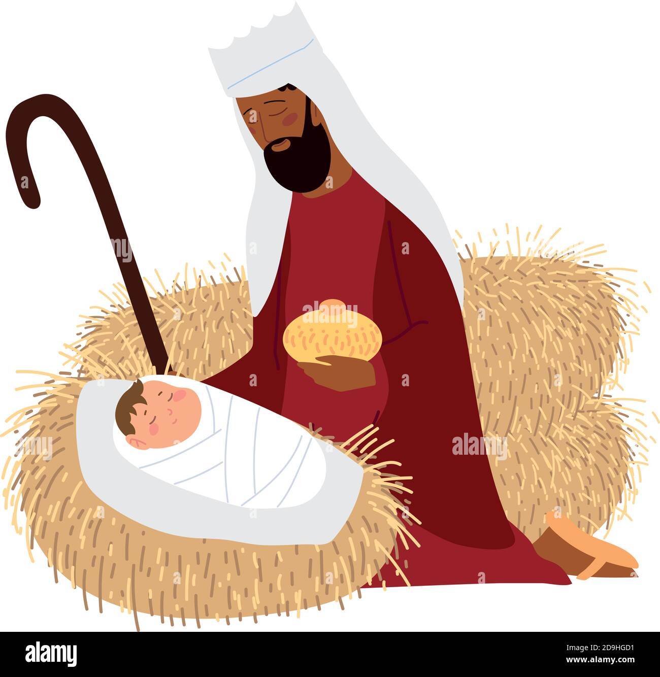 nativité, bébé manger jésus balthazar sage roi avec cadeau dessin animé  illustration vectorielle Image Vectorielle Stock - Alamy