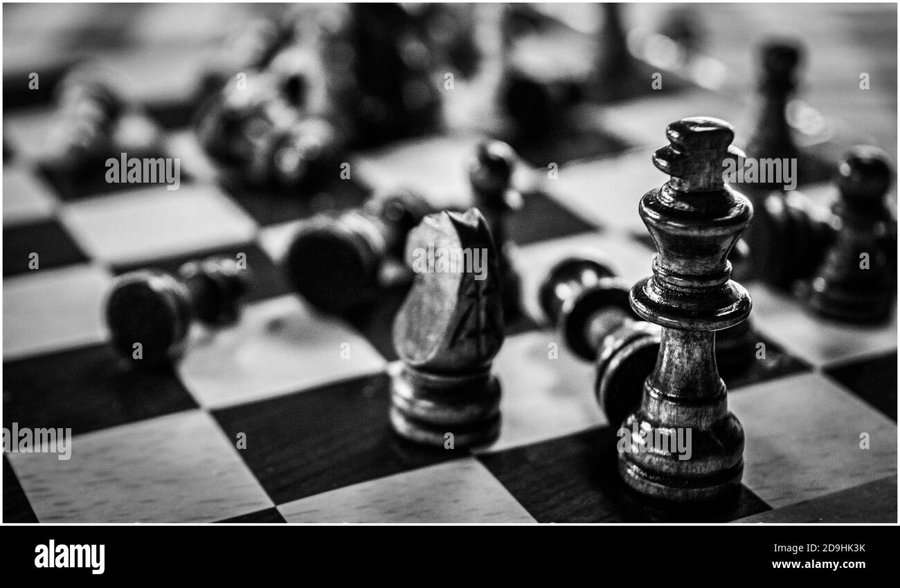 Photo d'échecs en noir et blanc Banque D'Images