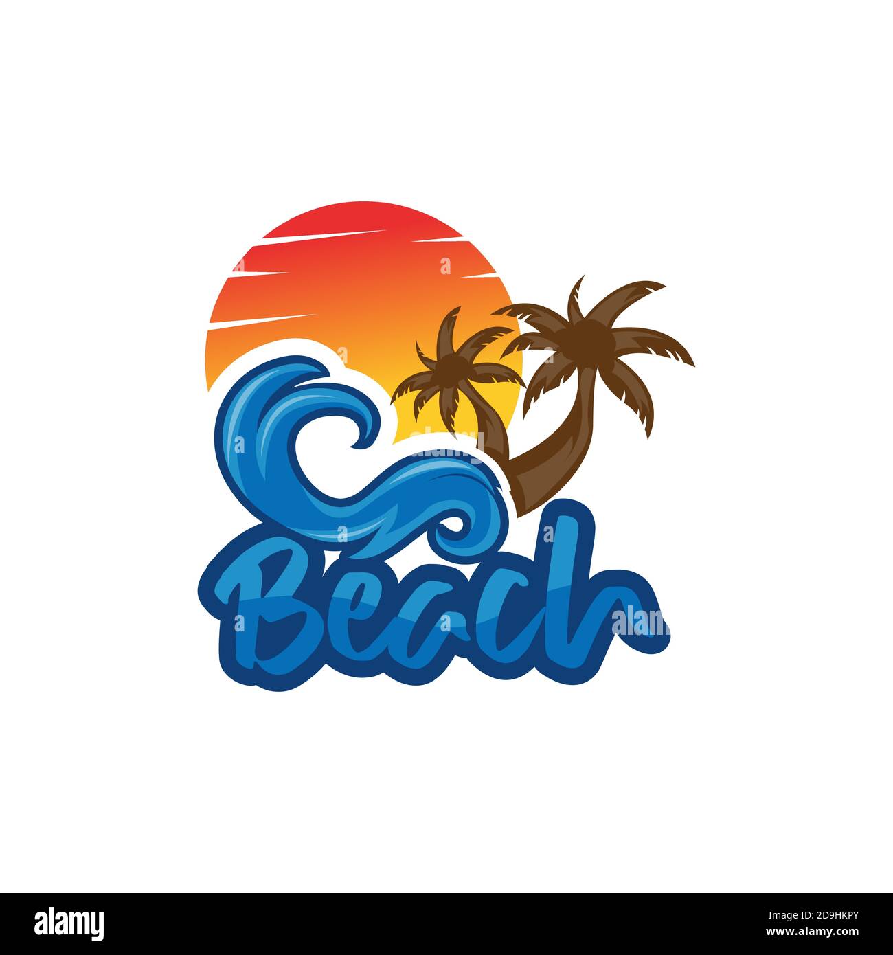 logo de plage et d'île, dessin vectoriel des icônes de plage circulaires.EPS 10 Illustration de Vecteur