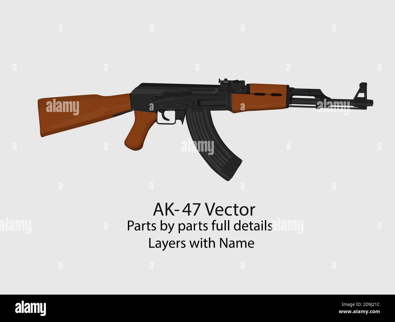 Illustration vectorielle d'un fusil d'assaut Kalachnikov AK-47. Illustration de Vecteur
