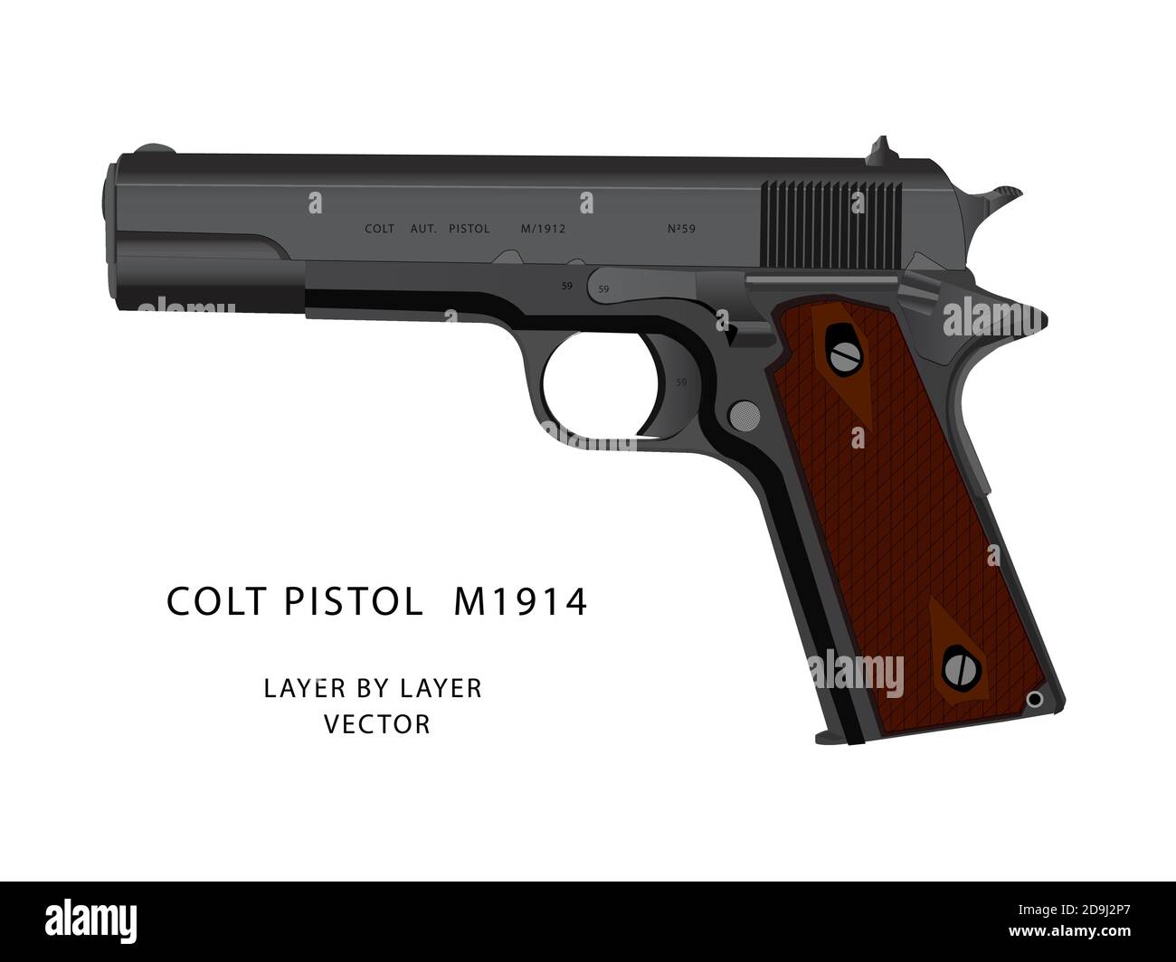 Vecteur de pistolet Colt WW2 Illustration de Vecteur