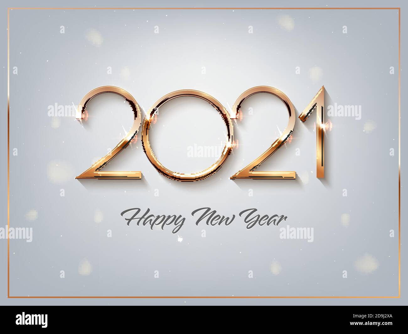 Bonne année 2021. L'or brille dans la lumière avec des éclat abstraits. Illustration de carte de vœux à motif vectoriel. Joyeux vacances Illustration de Vecteur