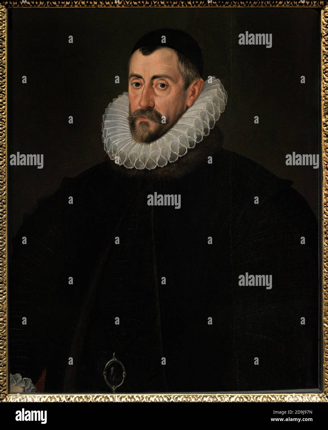 Sir Francis Walsingham (c.1532-1590). Secrétaire principal (1573-1590) de la reine Elizabeth I d'Angleterre. Portrait attribué à John de Critz l'aîné (1551-1642). Huile sur le panneau, c.1585. Galerie nationale de portraits. Londres, Angleterre, Royaume-Uni. Banque D'Images