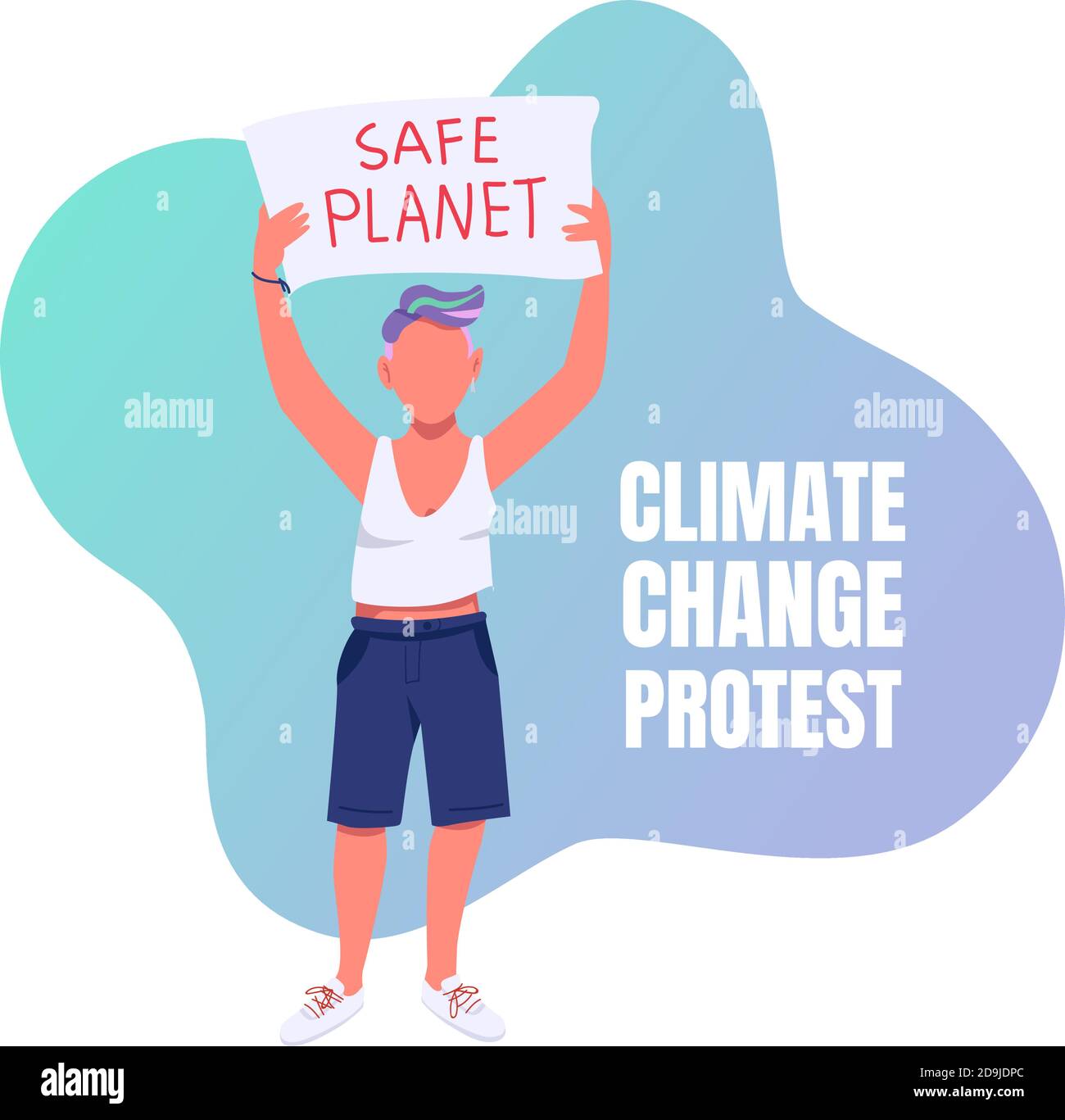 Les médias sociaux protestent contre le changement climatique après une maquette Illustration de Vecteur
