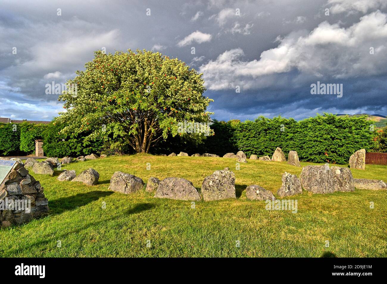 Aviemore Stone Circle, Aviemore, parc national de Cairngorms, Écosse, Royaume-Uni Banque D'Images