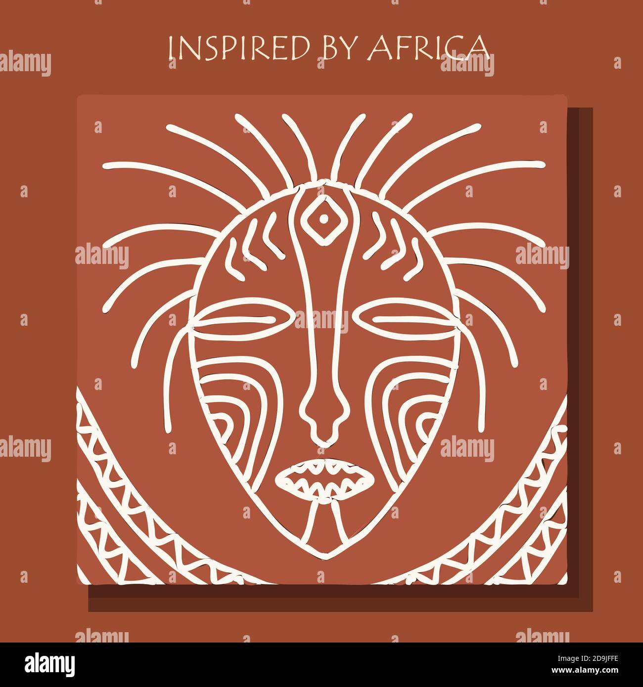 MASQUE AFRIQUE. Fond africain, AFFICHE avec modèle traditionnel tribal. Illustration vectorielle DRAWED À LA MAIN Illustration de Vecteur