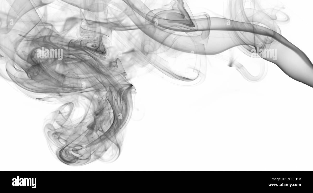 Résumé fumée gris soyeux sur fond blanc. Nettoyez le papier peint monochrome Banque D'Images