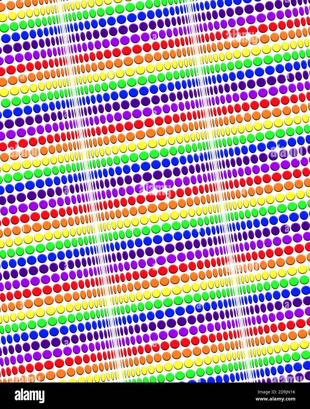 Illusion 3D de forme de cycinders avec des points dans les couleurs de l'arc-en-ciel Banque D'Images