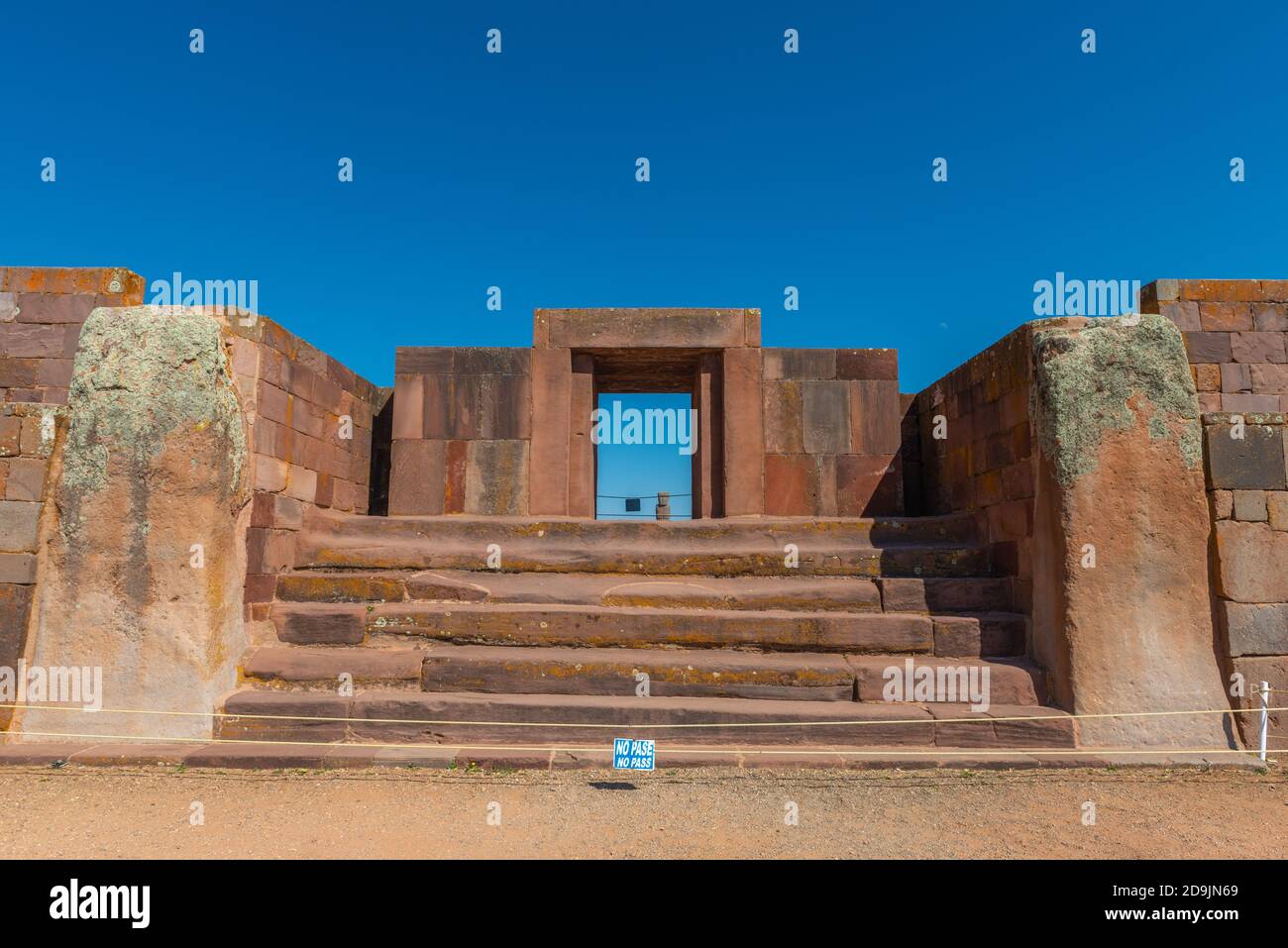 Temple de Kalasaya, site archéologique Tiwanaku ou Tiahuanaco, Patrimoine mondial de l'UNESCO, Altiplano, la Paz, Bolivie, Amérique latine Banque D'Images