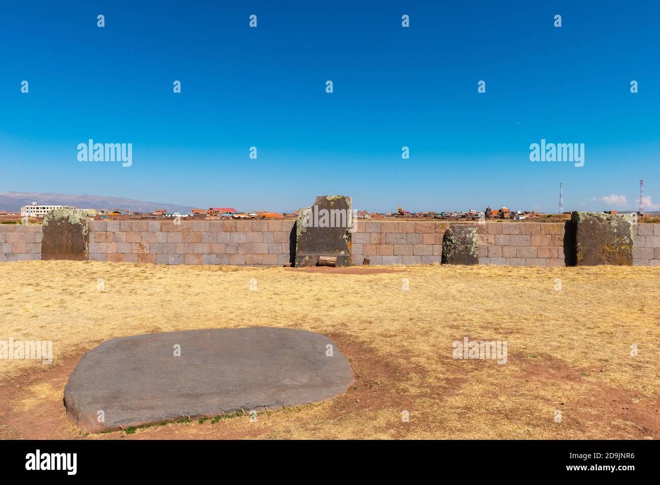 Site archéologique Tiwanaku ou Tiahuanaco, Patrimoine mondial de l'UNESCO, Altiplano, la Paz, Bolivie, Amérique latine Banque D'Images
