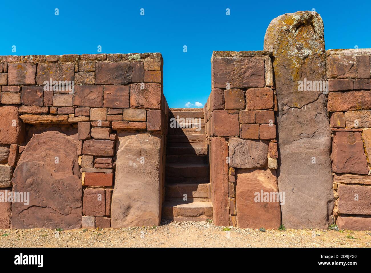 Site archéologique Tiwanaku ou Tiahuanaco, Patrimoine mondial de l'UNESCO, Altiplano, la Paz, Bolivie, Amérique latine Banque D'Images