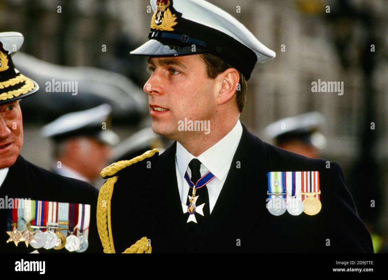 Prince Andrew, Service de jour annuel de Trafalgar pour commémorer la célèbre victoire, Trafalgar Square, Londres.ROYAUME-UNI.Octobre 1992 Banque D'Images