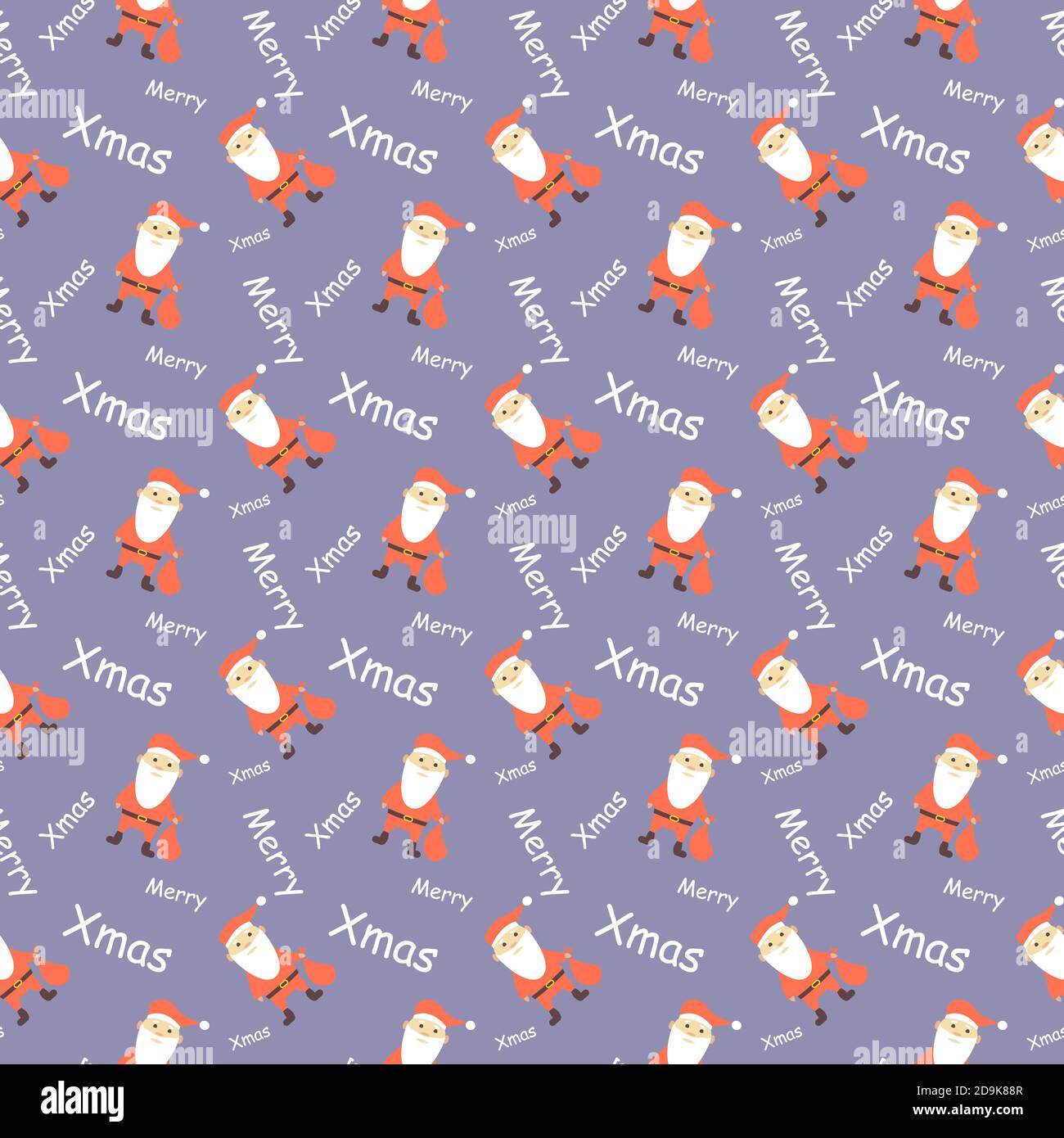 Motif de nouvel an et de Noël sans couture avec et texte et Père Noël sur fond bleu Illustration de Vecteur