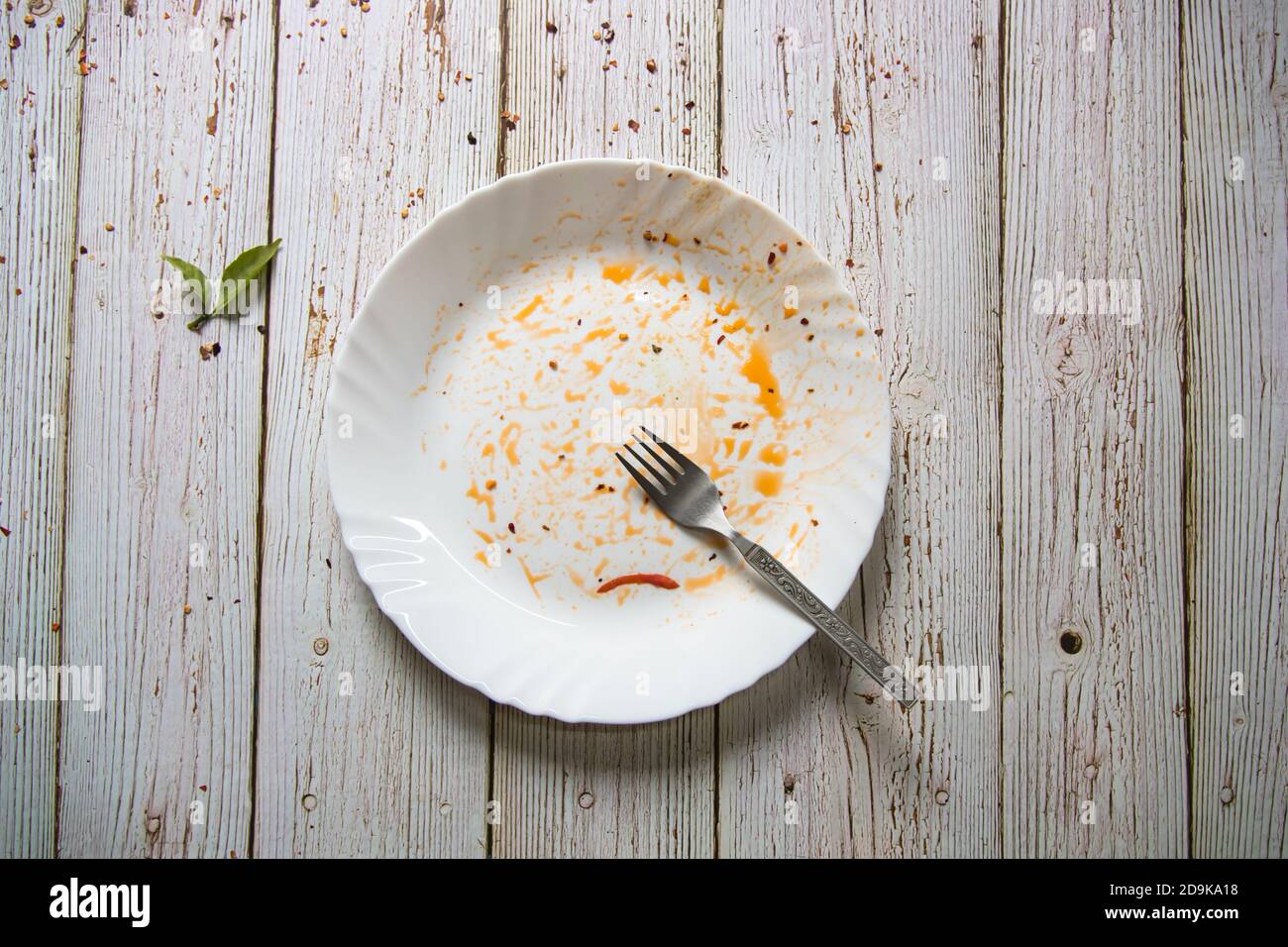 La plaque vide après repas Banque D'Images