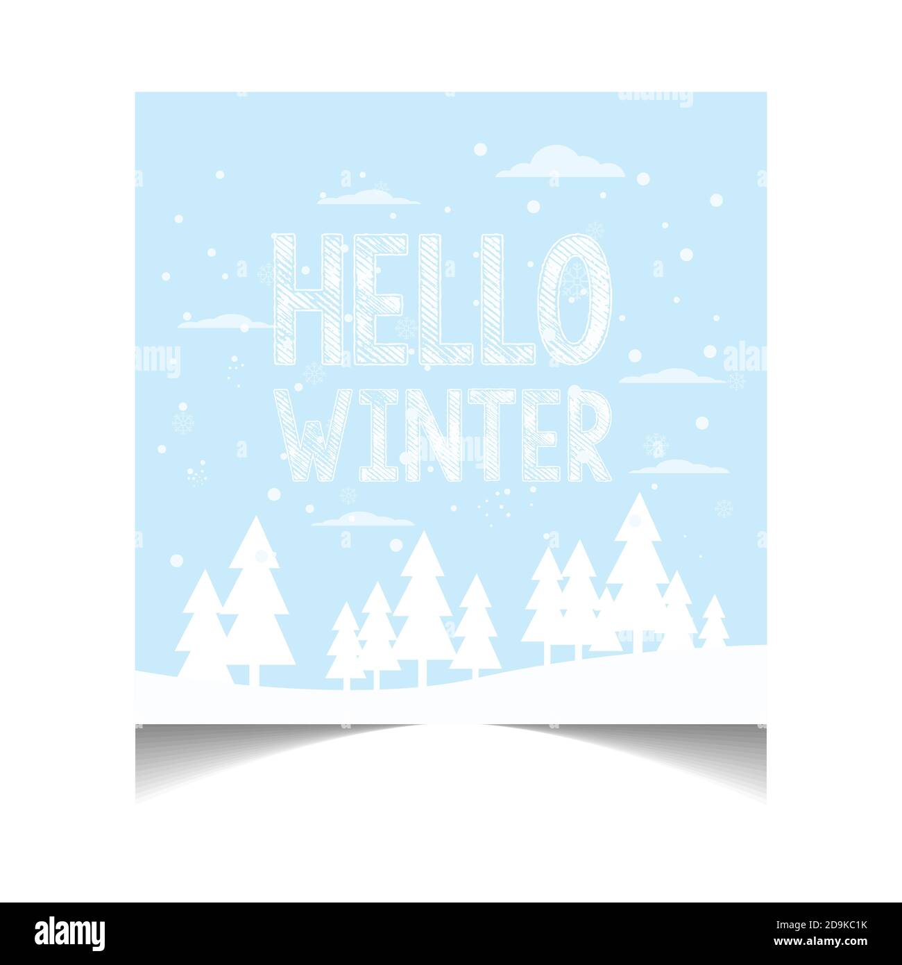 Bonjour titre d'hiver dans l'illustration du vecteur de fond de neige. Modèle d'invitation à l'affiche de carte postale d'hiver. Carte vectorielle avec calligraphie Illustration de Vecteur