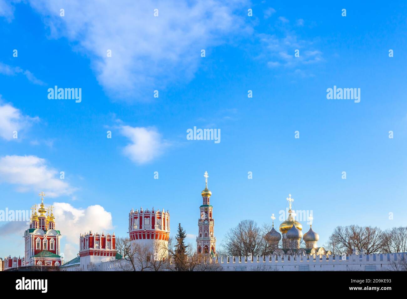 Vue sur le couvent de Novodevichy en hiver, site classé au patrimoine de l'UNESCO, Moscou, Russie Banque D'Images