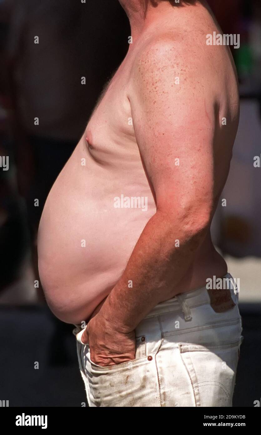 Gras obèses gros poids lourd mâle Banque D'Images