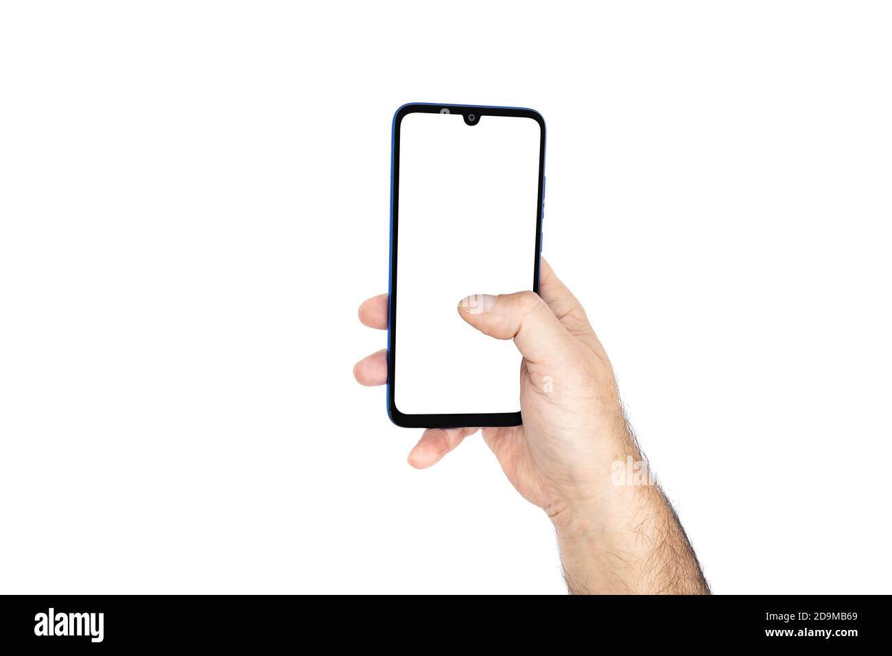 Tenir le smartphone avec un écran vierge et un design moderne sans cadre  Photo Stock - Alamy