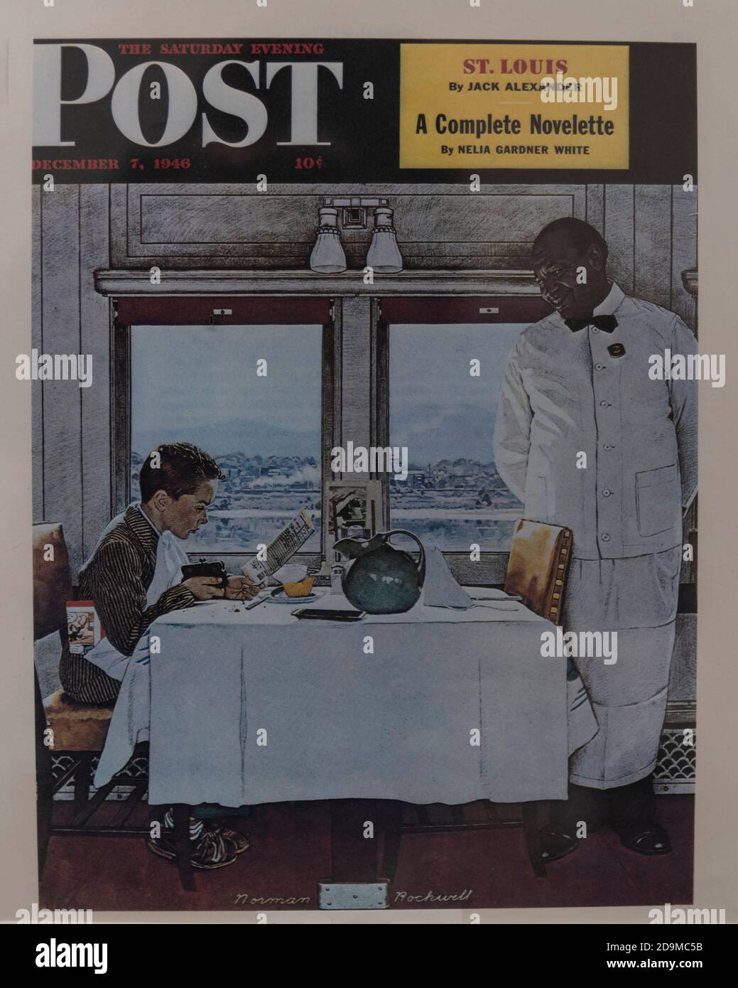 Couverture du magazine Saturday Evening Post représentant un Pullman Porter dessiné par Norman Rockwell Banque D'Images