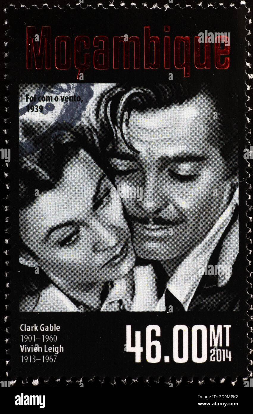 Clark Gable et Vivien Leigh sur le timbre-poste Banque D'Images