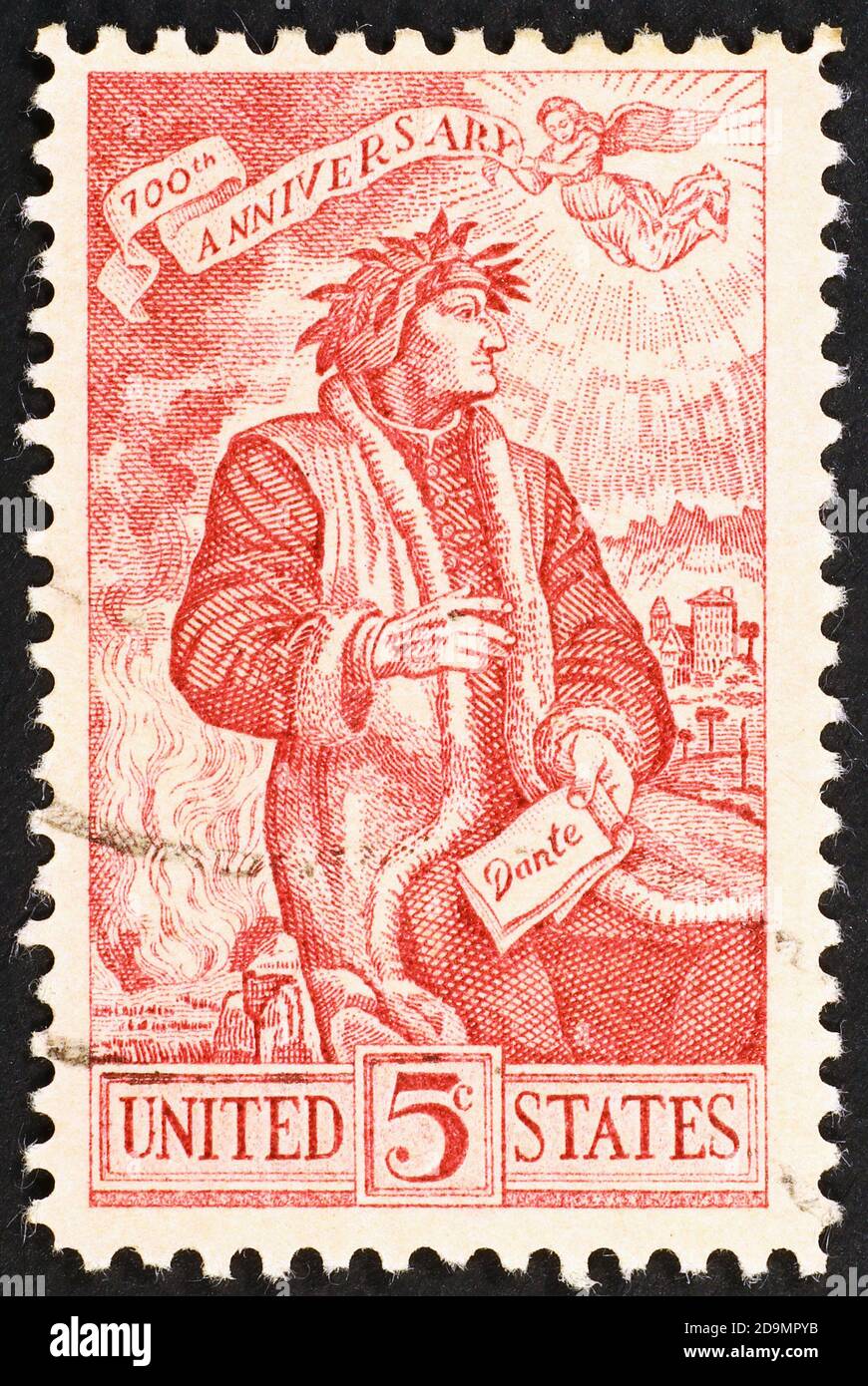 Dante Alighieri a fêté son ancien timbre-poste américain Banque D'Images