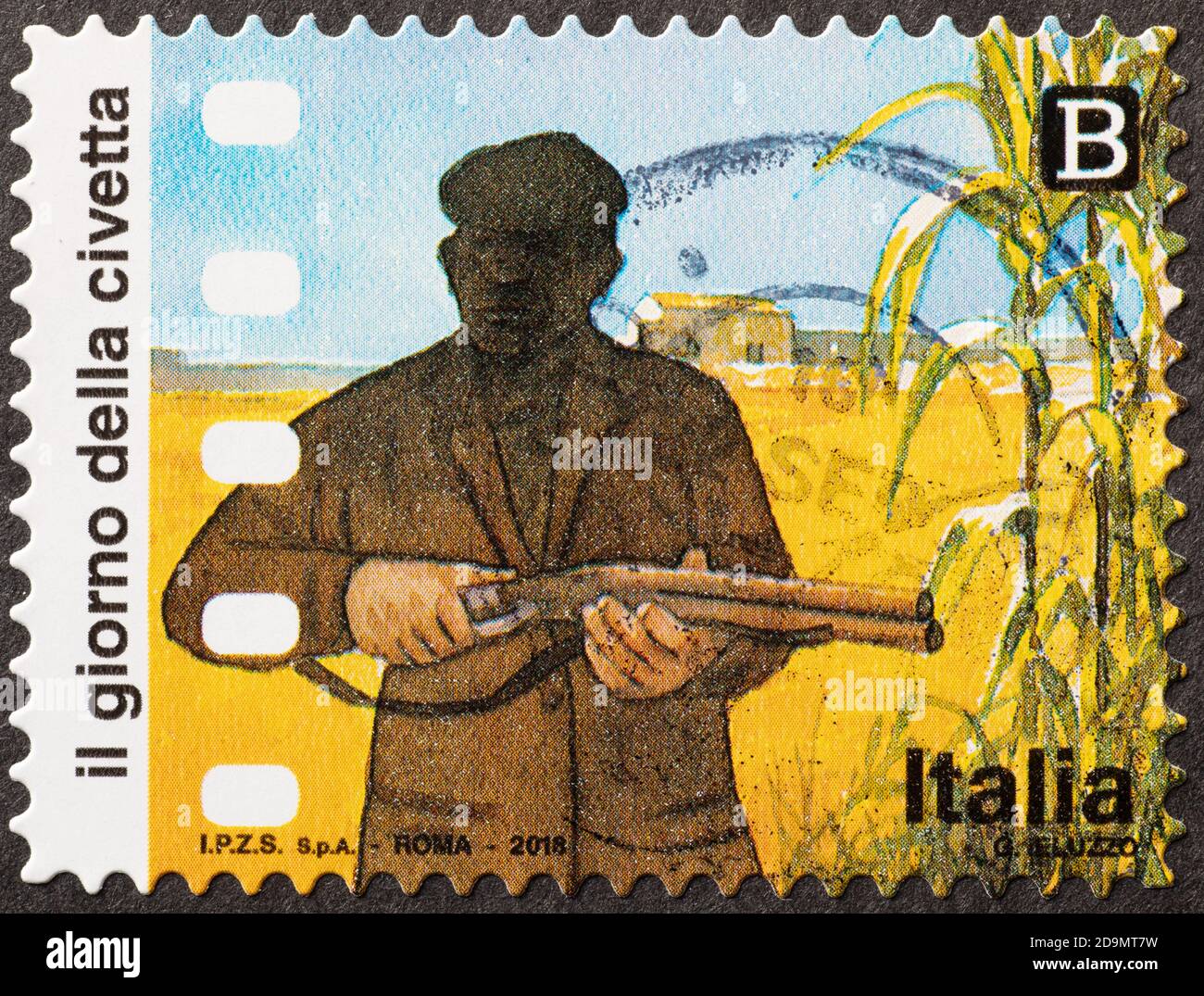 Film italien le jour de la chouette sur timbre-poste Banque D'Images