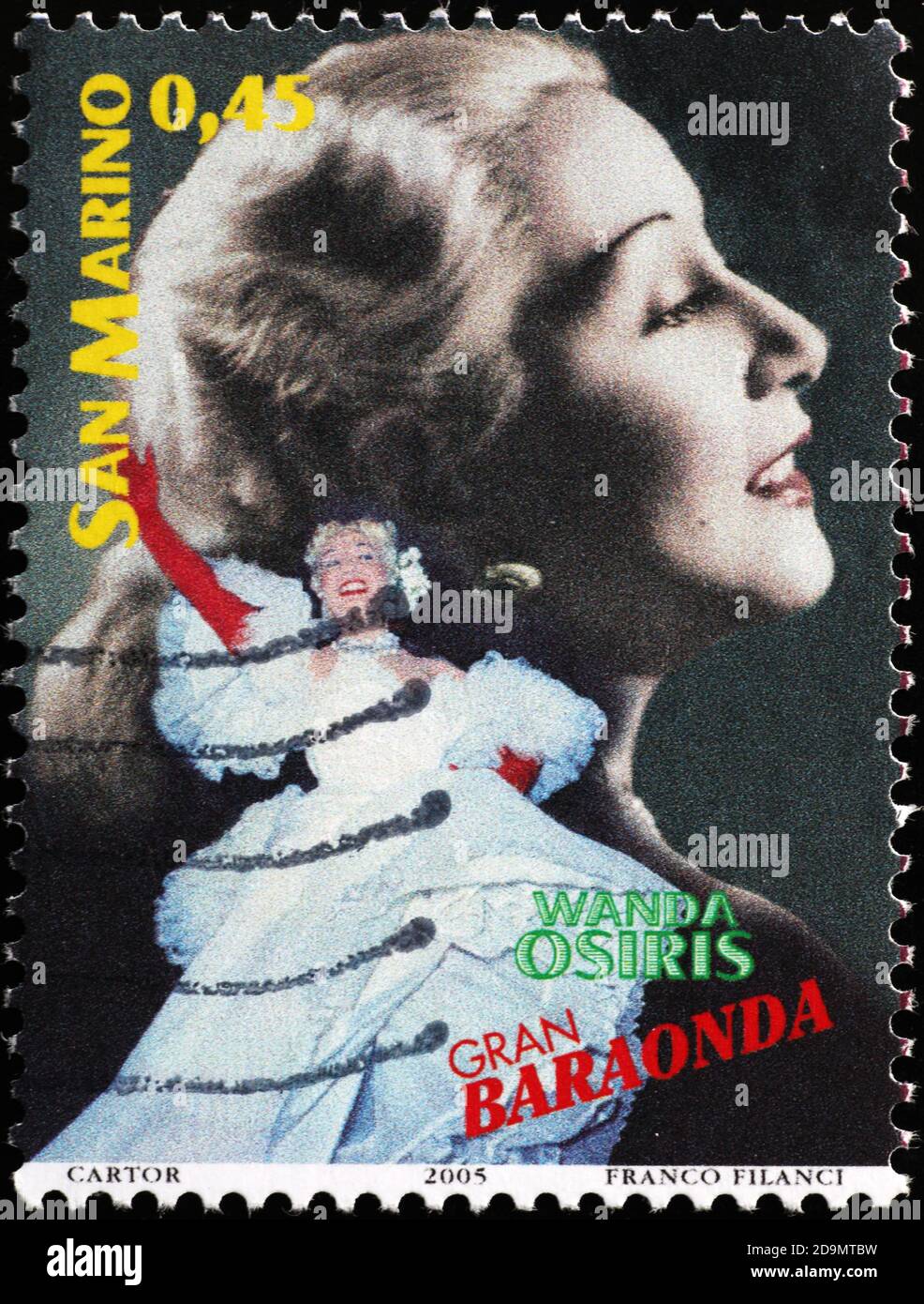 Soubrette italienne Wanda Osiris sur timbre-poste Banque D'Images