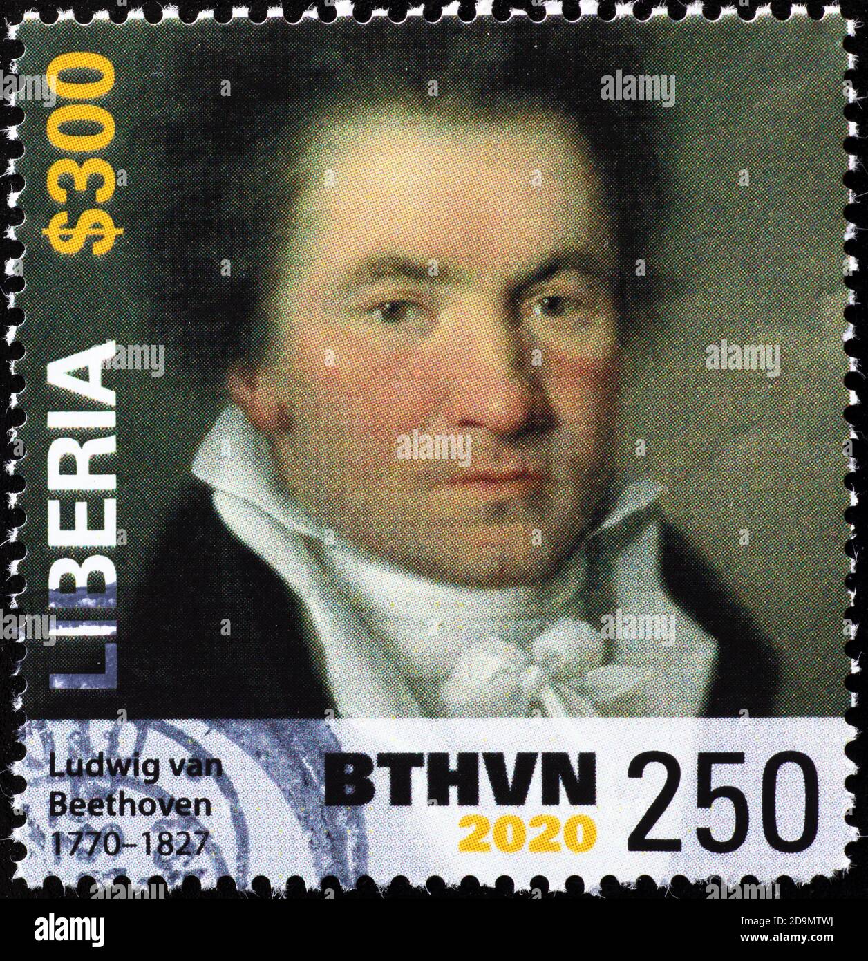 Ludwig van Beethoven sur le timbre du Libéria Banque D'Images