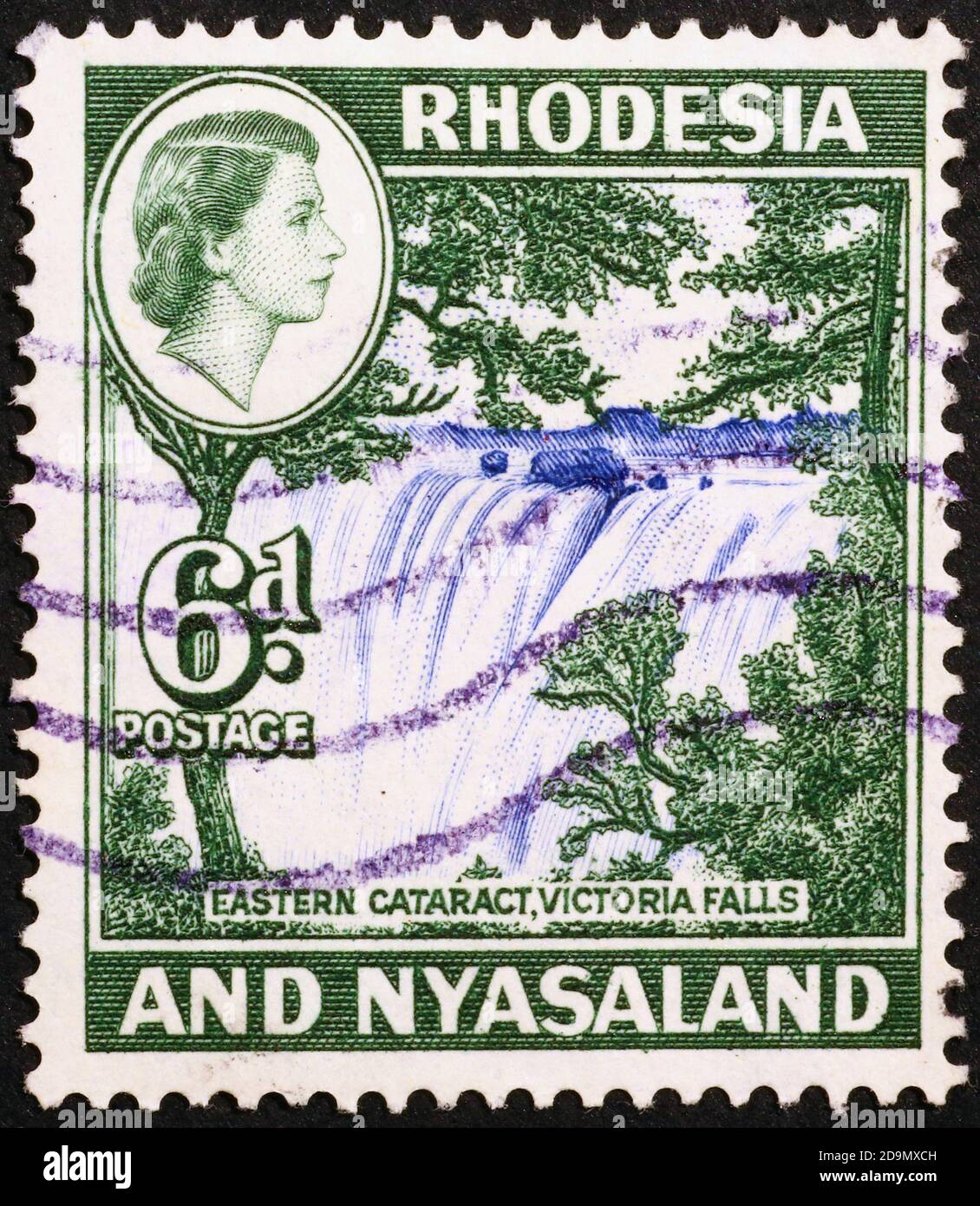 Victoria tombe sur l'ancien timbre-poste de la Rhodésie Banque D'Images