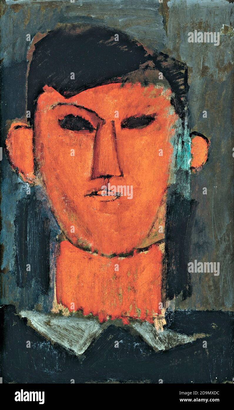 Modigliani. Portrait de Pablo Picasso par Amedeo Clemente Modigliani (1884-1920), huile sur carton, vers 1915 Banque D'Images