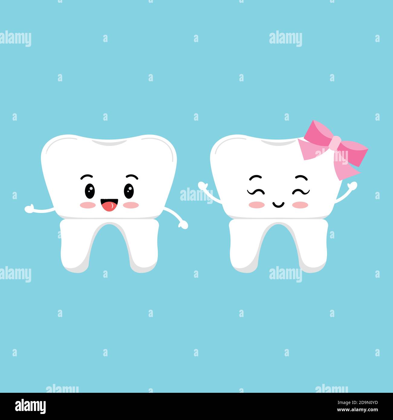 Couronne dentaire adorable ensemble d'icônes de dents isolées sur l'arrière-plan. Illustration de Vecteur