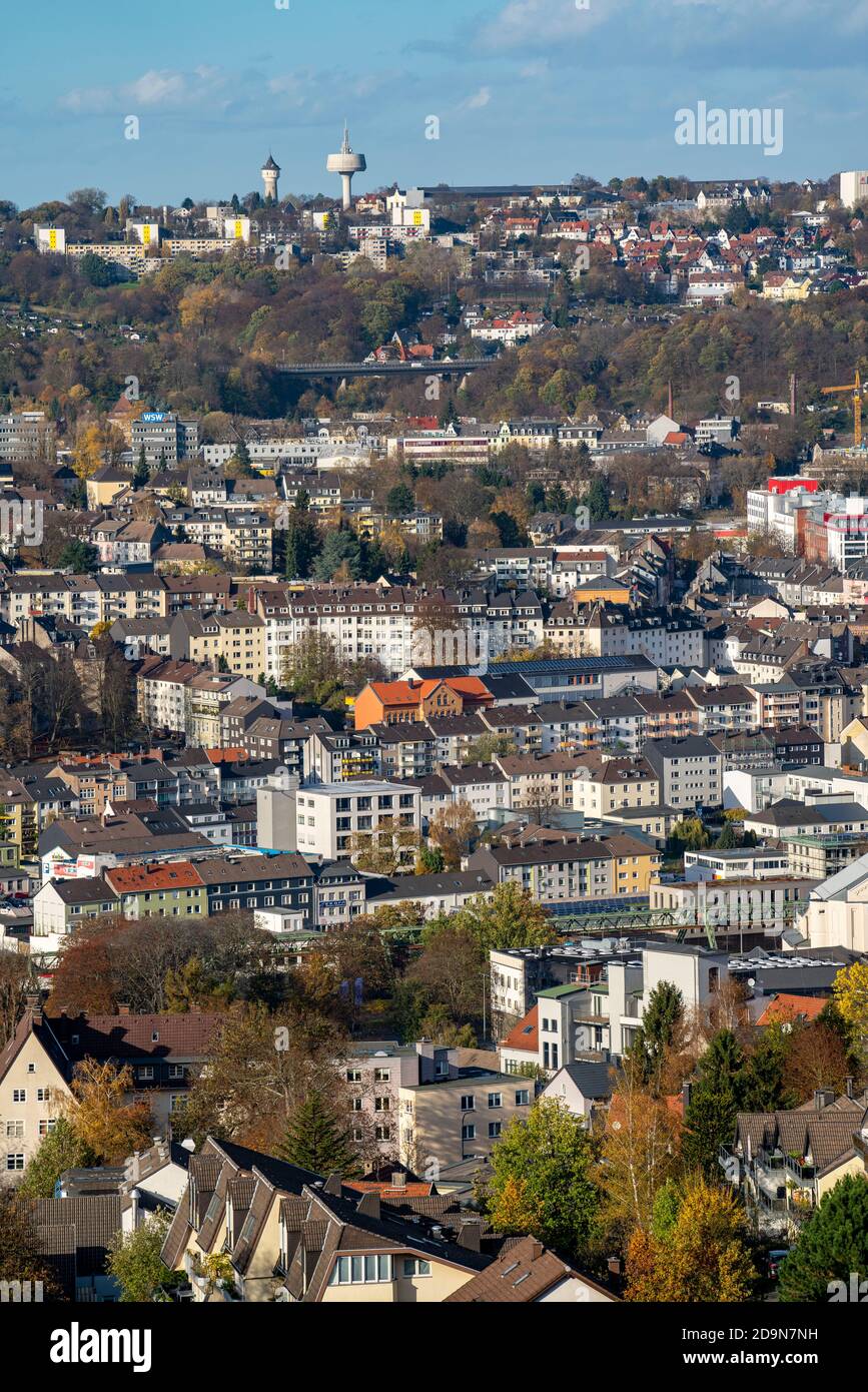 Vue sur Wuppertal, au nord, Wuppertal Barmen, NRW, Allemagne Banque D'Images