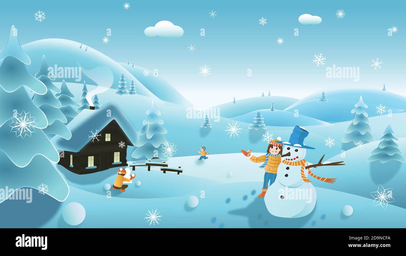 24 termes solaires neige en hiver illustration Illustration de Vecteur