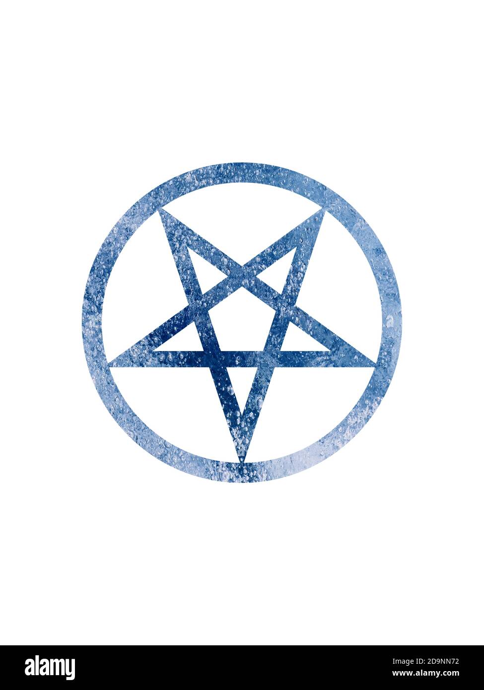 Pentagramme inversé stylisé sur fond blanc. Texture de l'eau gelée. Rendu 3D Banque D'Images