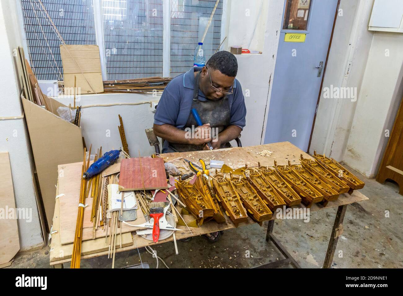 Fabrication de modèles de navires, voiliers de l'Océan, (modèles de navires), Curepipe, Maurice, Afrique, Océan Indien Banque D'Images