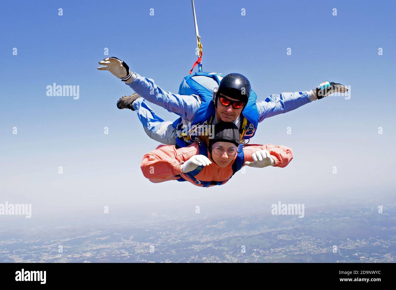 Saut en parachute en tandem sports extrêmes Banque D'Images