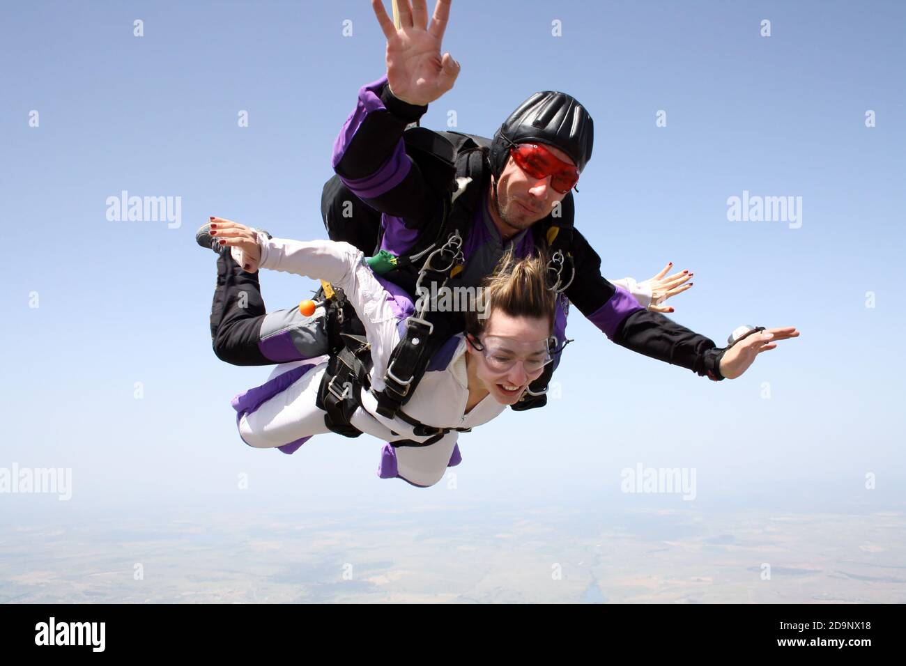 Saut en parachute en tandem sports extrêmes Banque D'Images